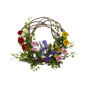 Nearly Natural 4988 22 Inch Spring Floral Wreath