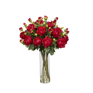 Nearly Natural 1231-RD Giant Peony Silk Flower Arrangement