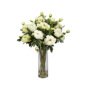 Nearly Natural 1231-WH White Giant Peony Silk Flower Arrangement