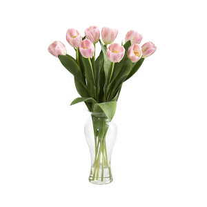 Nearly Natural 1361-PK 24 Inch Pink Tulips With Vase