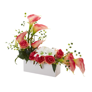 Nearly Natural 1639-PK Mixed Lily And Rose Artificial Arrangement