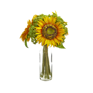 Nearly Natural 1780 12 Inch Sunflower Artificial Arrangement In Vase