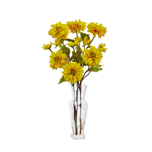 Nearly Natural 1784-YL Yellow Zinnia Artificial Arrangement