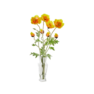 Nearly Natural 1785-YL 26 Inch Yellow Poppy Artificial Arrangement