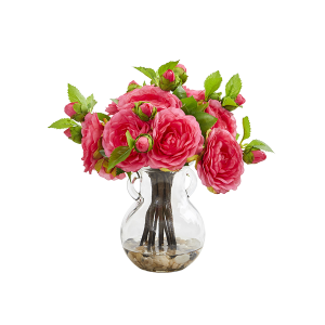 Nearly Natural 1806-PK Camellia Artificial Arrangement In Vase