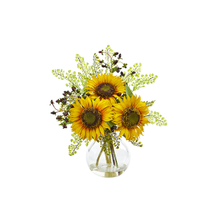 Nearly Natural 1812 Sunflower Artificial Arrangement In Vase