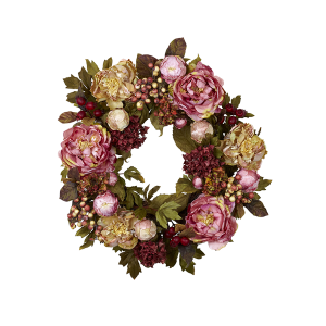 Nearly Natural 4930 24 Inch Peony Hydrangea Wreath