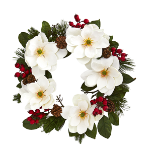 Nearly Natural 4195 26 Inch Magnolia Pine And Berries Wreath