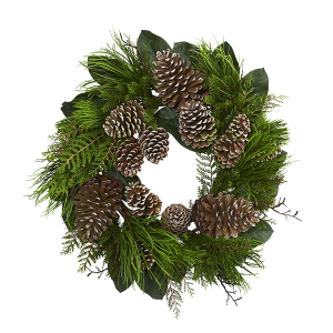 Nearly Natural 4198 28 Inch Pine Cone And Pine Wreath