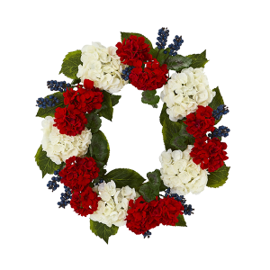 Nearly Natural 4324 21 Inch Geranium And Blue Berry Artificial Wreath