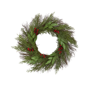 Nearly Natural 4362 20 Inch Cedar And Ruscus With Berries Artificial Wreath