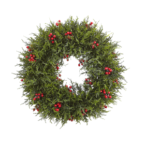 Nearly Natural 4891 20 Inch Cedar Berry Wreath