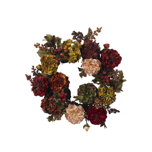 Nearly Natural 4911 22 Inch Autumn Hydrangea Peony Wreath