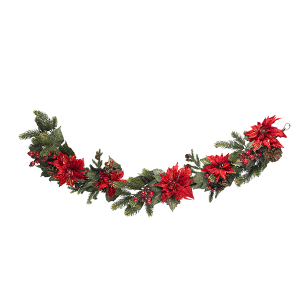 Nearly Natural 4916 60 Inch Poinsettia And Berry Garland