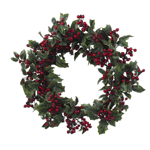 Nearly Natural 4921 24 Inch Holly Berry Wreath