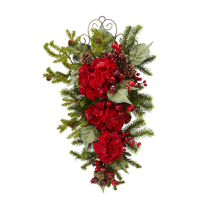 Nearly Natural 4926 27 Inch Christmas Hydrangea Teardrop