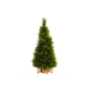 Nearly Natural 5372 3 Inch Christmas Tree With Burlap Bag Clear Lights