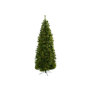 Nearly Natural 5378 7.5 Ft Cashmere Slim Christmas Tree With Clear Lights