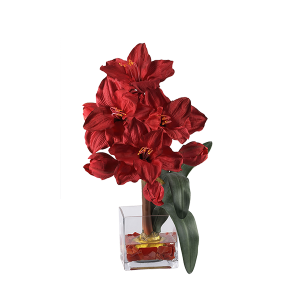 Nearly Naturals 1110-RD Amaryllis Liquid Illusion Silk Flower Arrangement