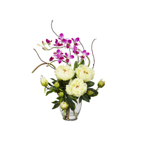 Nearly Naturals 1175-WH White Peony And Orchid Silk Flower Arrangement