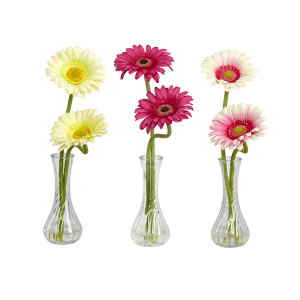 Nearly Naturals 1248-A2 Gerber Daisy With Bud Vase Set Of 3