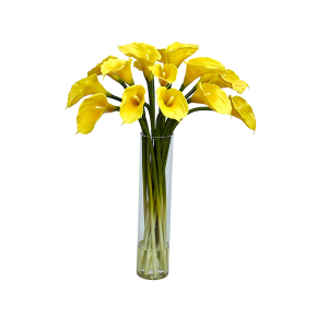 Nearly Naturals 1251-YL Calla Lilly With Cylinder Silk Flower Arrangement