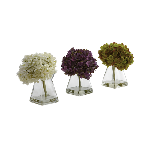 Nearly Naturals 1313-S3 Hydrangea With Vase Set of 3