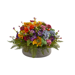 Nearly Naturals 1626 Mixed Floral Artificial Arrangement In Stone Planter