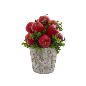 Nearly Naturals 1664 Apples And Boxwood Artificial Arrangement Weather Planter