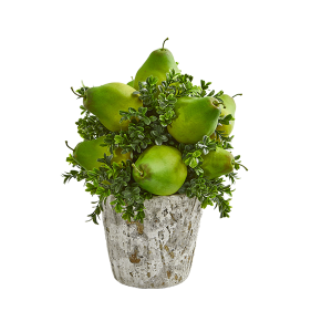 Nearly Naturals 1683 Pears And Grass Artificial Arrangement In Weather Planter