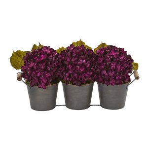 Nearly Naturals 1887-PP Fall Hydrangea Artificial Arrangement In Metal Planter