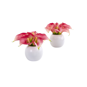 Nearly Naturals 1998-S2-PK Calla Lily Artificial Arrangement In White Vase Set Of 2