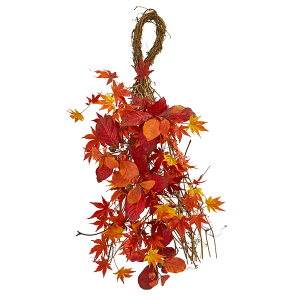 Nearly Naturals 4281 26 Inch Mixed Japanese Maple Magnolia Leaf And Berries Artificial Teardrop