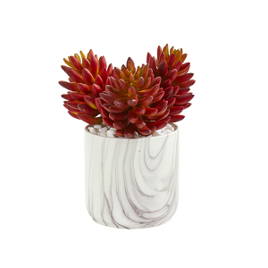 Nearly Naturals 8700 10 Inch Succulent Artificial Plant In Marble Finish Vase