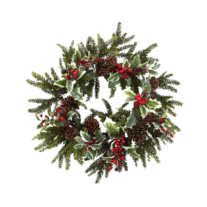 Nearly Naturals 4941 22 Inch Holly Berry Wreath