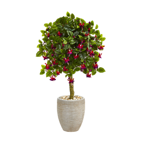 Nearly Naturals 5894 3 Ft Fuschia Artificial Tree In Sand Colored Oval Planter