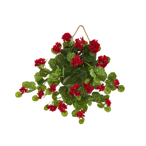 Nearly Naturals 8379 18 Inch Geranium Artificial Plant In Decorative Hanging Frame