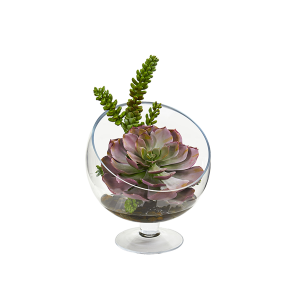 Nearly Naturals 8455 Succulent Artificial Plant In Pedestal Vase