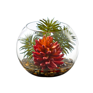 Nearly Naturals 8457 Succulent Artificial Plant In Round Vase