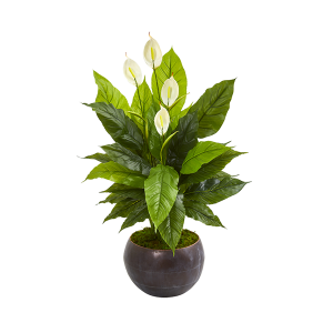 Nearly Naturals 9510 44 Inch Spathiphyllum Artificial Plant In Metal Bowl
