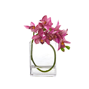 Nearly Naturals A1023-MA Mauve Cymbidium Orchid Artificial In Glass Vase