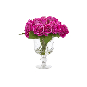 Nearly Naturals A1048-PP Rose Artificial Arrangement In Royal Glass Urn