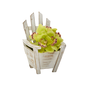 Nearly Naturals A1107-GR Green Cymbidium Orchid Artificial Arrangement In Chair Planter