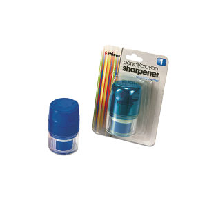 Officemate 30220 Twin Pencil Crayon Sharpener with Cap Blue