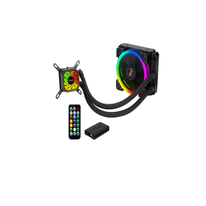  Rosewill PB120-RGB 120mm AIO CPU Liquid Cooler, All-In-One Closed Loop PC Water Cooling, Quiet Addressable RGB Ring Fan, Intel/AMD Compatible, 400mm Sleeved Tubing