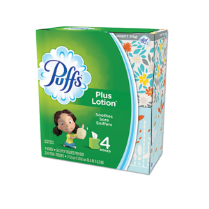 Procter & Gamble PGC34899CT Puffs Plus Lotion Facial Tissue 1 Ply 56 Sheets 24 Boxes/Carton