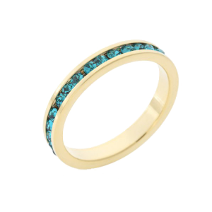 Icon Bijoux R01147G-V39-05 Stylish Stackables Turquoise Crystal Gold Ring