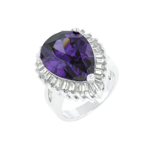 Icon Bijoux R08346R-C20-05 Cubic Zirconia Purple And Clear Cocktail Ring