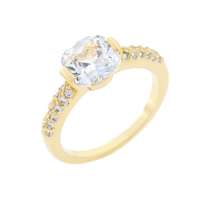 Icon Bijoux R08349G-C01-05 Clear Cushion Cut Cubic Zirconia Engagement Ring