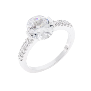 Icon Bijoux R08350R-C01-05 Clear Oval Cubic Zirconia Engagement Ring